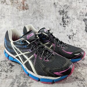 ASICS Gel GT 2000 Running Shoes Women 11 Black Blue Pink Training Sneakers T2K7N